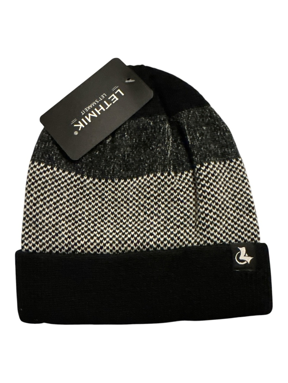 LeftHNK Men’s Black & Gray Knit Beanie